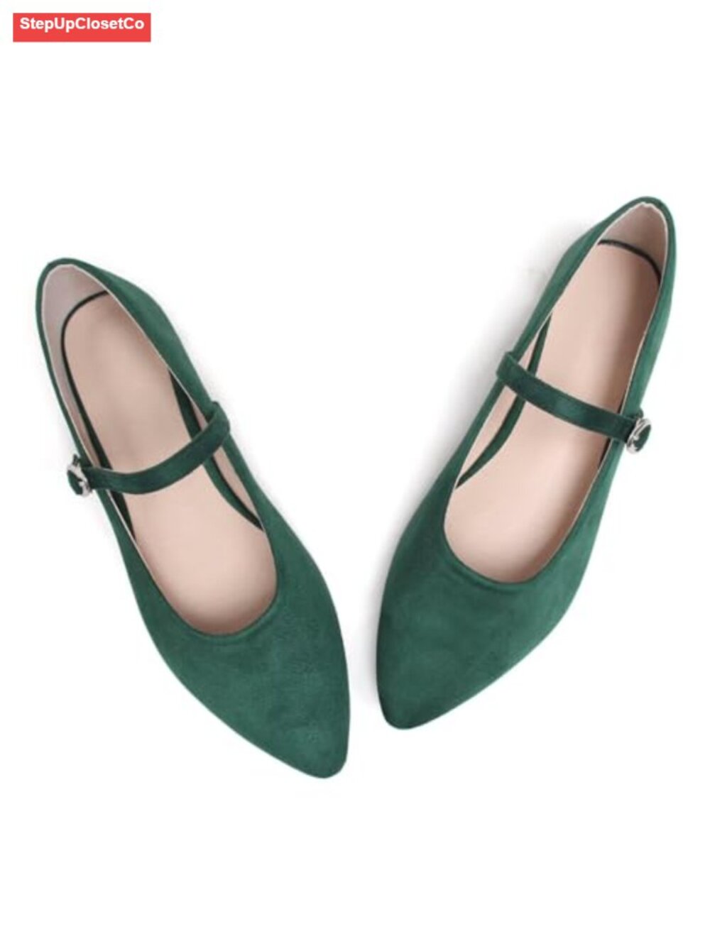 Stunner Women's Pointed Toe Bowtie Ankle Buckle Strap Mary Jane Flat Shoes - Picture 3 of 6